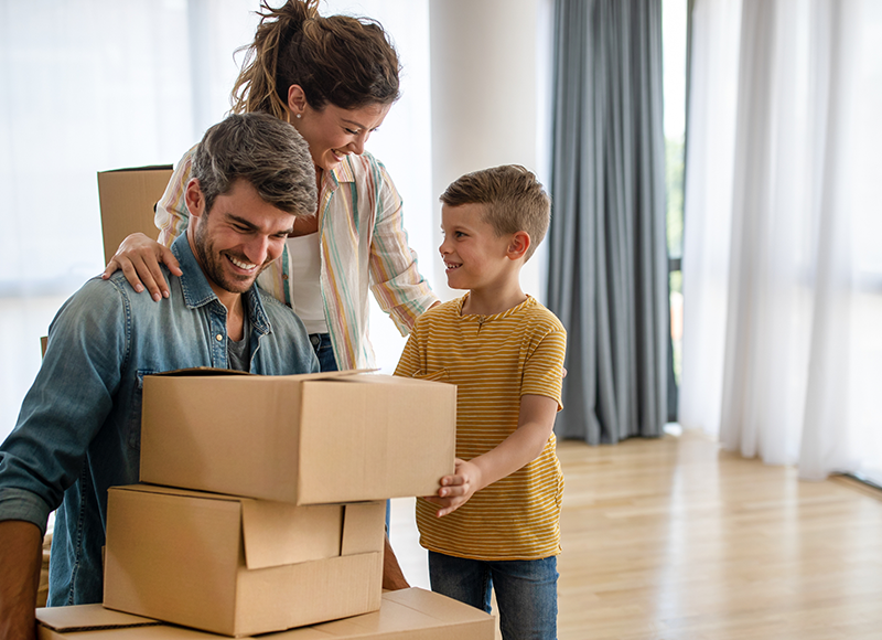 family in new home