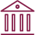 burgundy icon with pillars signifying a bank